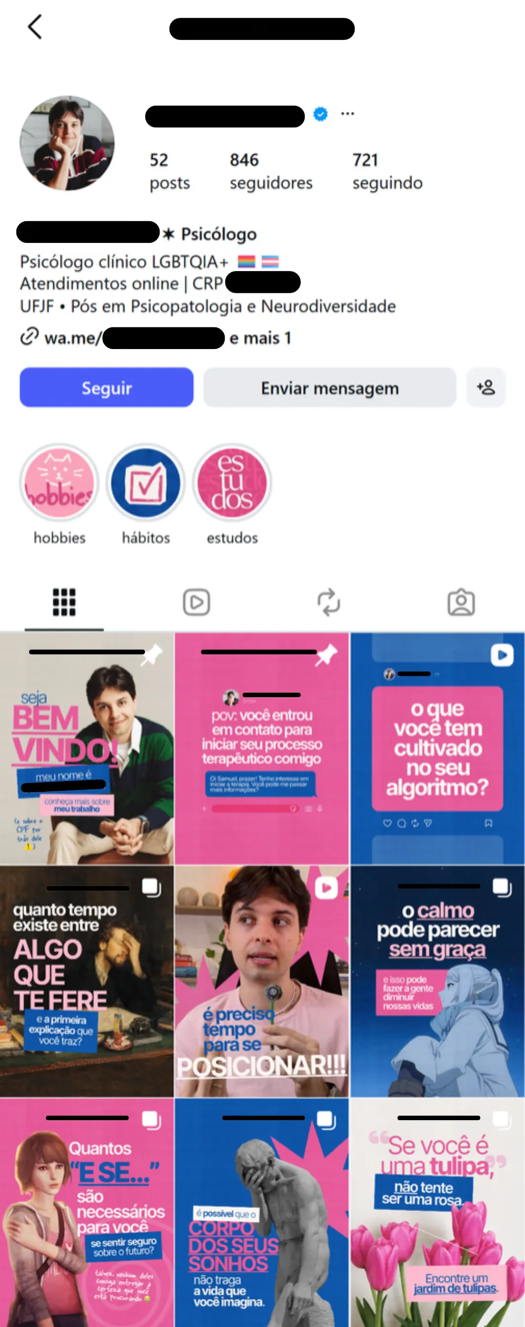 Anúncio no Feed do Instagram do Psicólogo